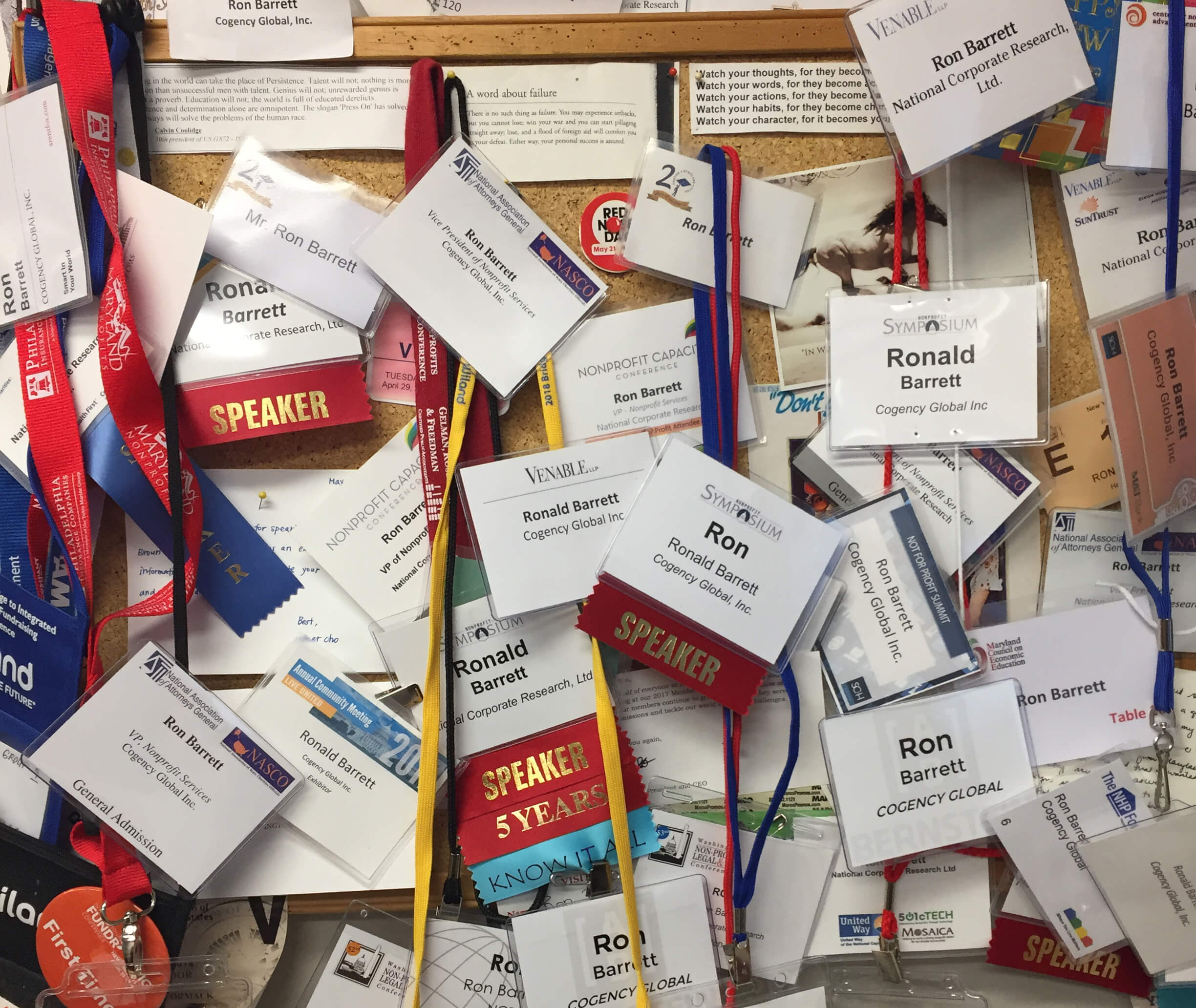 Regarding Experience, This is Ron's Name Badge Collection